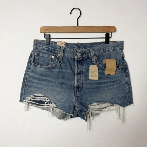 LEVI'S 501 HIGH RISE JEAN SHORTS WOMEN'S 32 NWT 100% COTTON - Picture 8 of 8